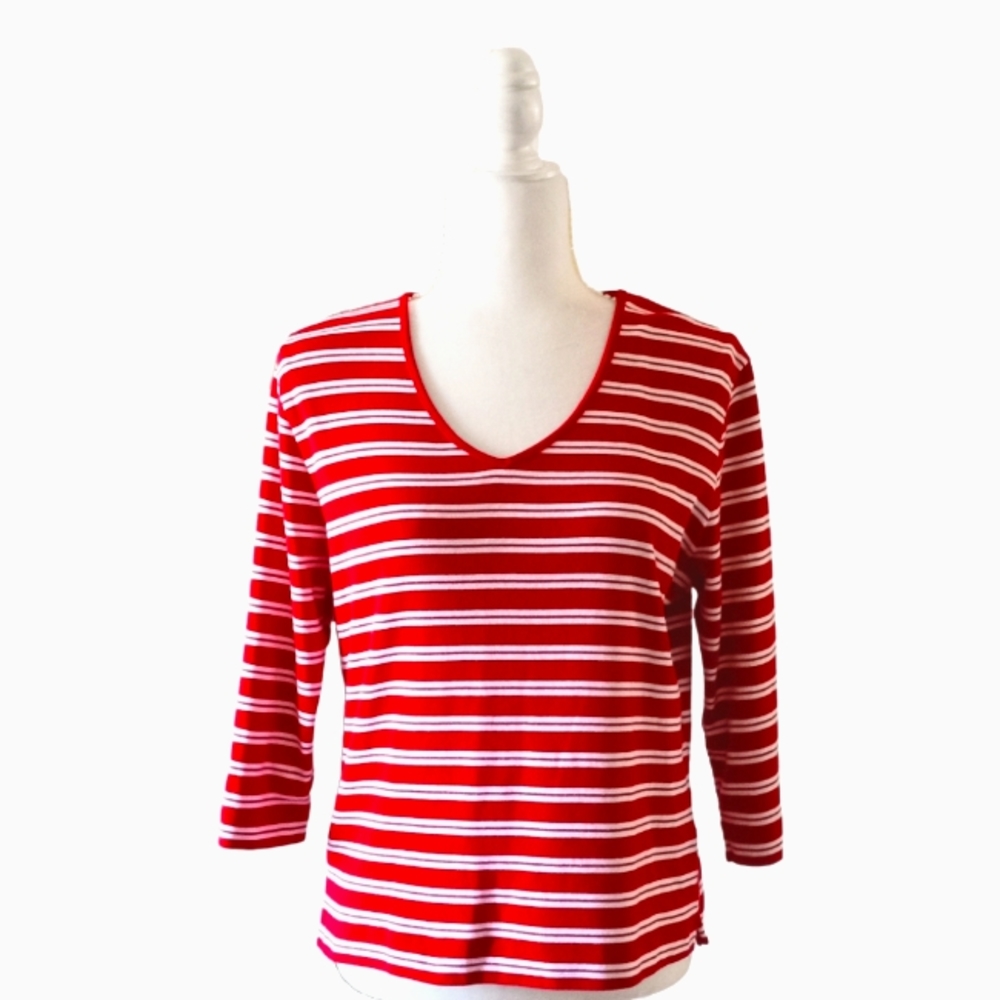 Carolyn Taylor 3/4 Sleeve Striped Tee
